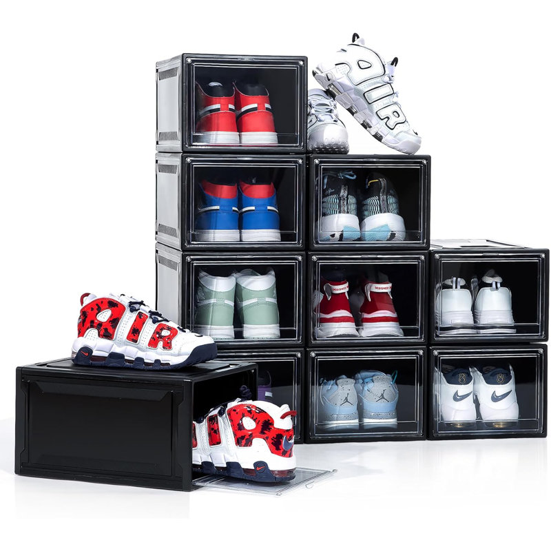 Paquet de 12 boîtes à chaussures en acrylique - Rangement de chaussures empilable avec porte magnétique transparente pour la présentation et l'organisation des chaussures