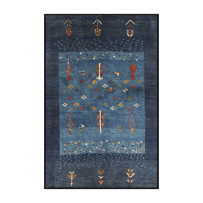 Tapis contemporain gris foncé / bleu marine Kenery