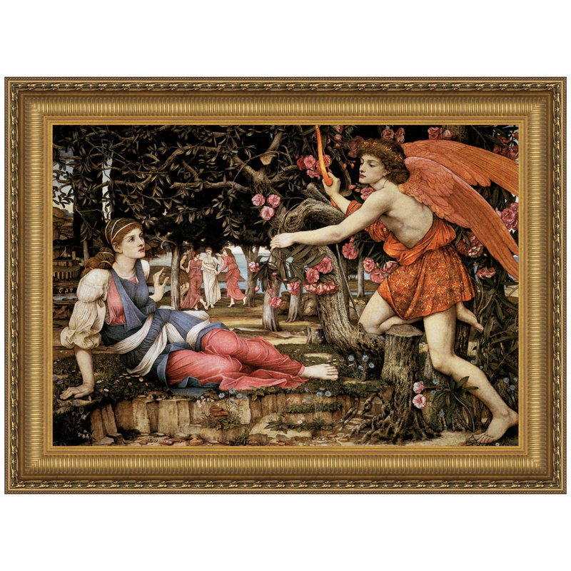 «Love and the Maiden, 1877» par John Roddam Spencer Stanhope, reproduction d'art encadrée