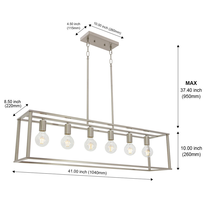 Flor 6 - Light Kitchen Island Pendant, Brushed  Nickel