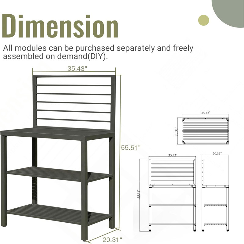 Îlot de cuisine extérieur avec rangement, îlot de cuisine en aluminium avec support de rangement double, centre de bar autoportant avec housse de protection intérieur extérieur
