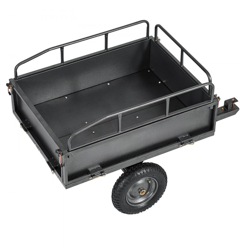 Steel Dump Cart 10 Cu. Ft 500LB for ATV/UTV Trailer Tow Behind Heavy Duty, 70cm H x 142cm W x 76cm D
