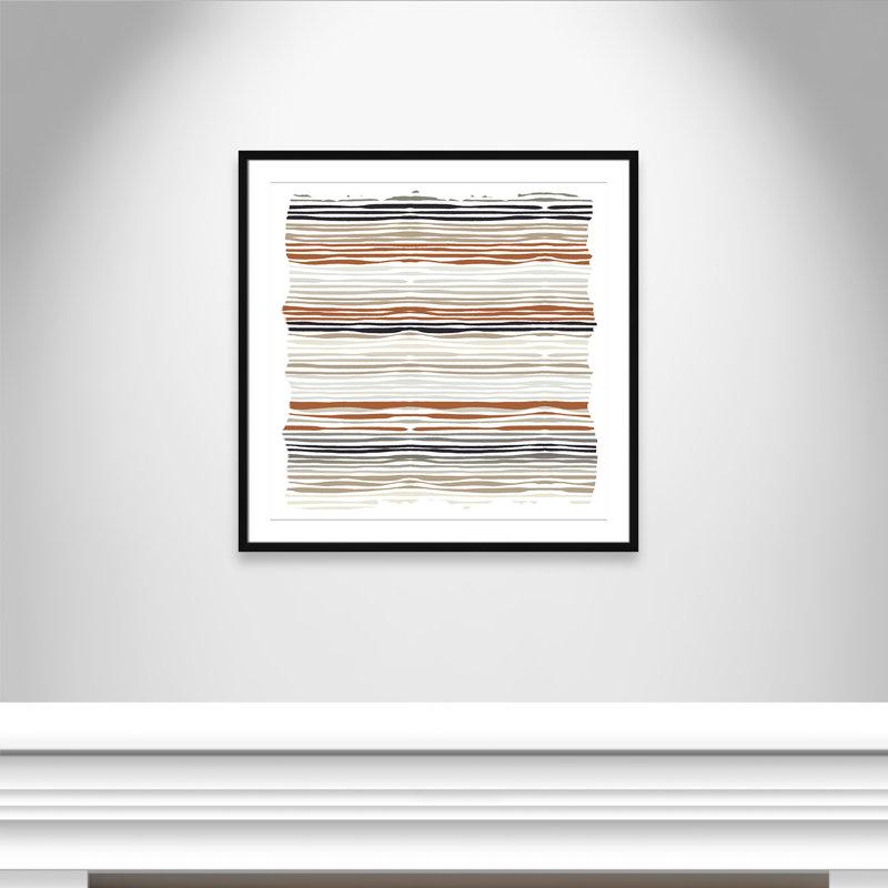 «Stripes Square Print» par Kimberly Allen, L 32 po x H 32 po, Matted Print, Noir satiné