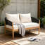 Causeuse d'extérieur en bois d'acacia de patio-129028520