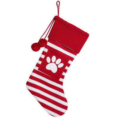 Large Letter Christmas Stocking, Festive Tree Pendant Holiday Decoration, 19.7x10.6x1.2in Red