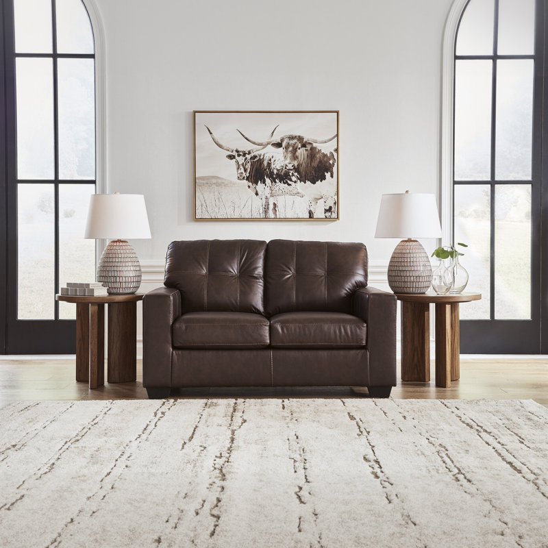 Bima Sofa, Brown Genuine Leather, 39" H x 62" W x 38" D