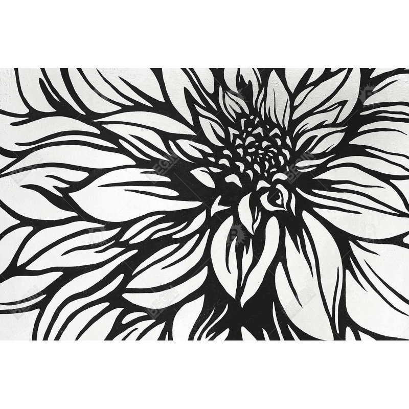 Style de contour de fleur de dahlia - décor de toile romantique blanc