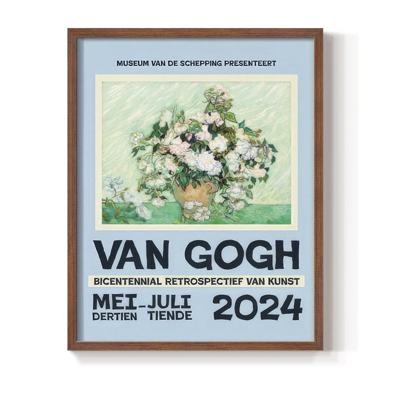 "Van Gogh, exposition d'affiches IV", H 15 po x l 12 po, Noyer