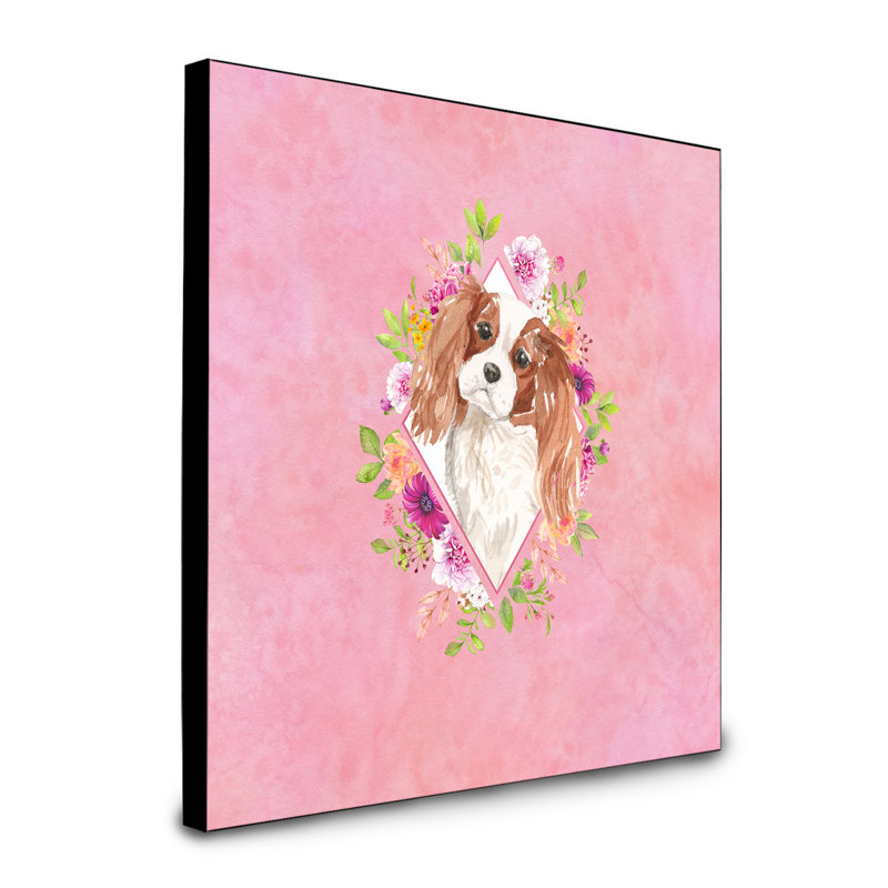Panneau mural Dollman Flowers, Rose, Brun cavalier Spaniel