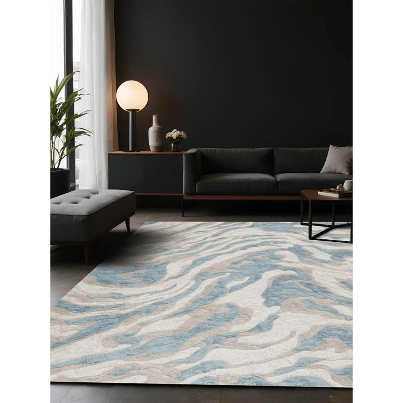 Tapis gris soyeux et moelleux, Carré 7 pi