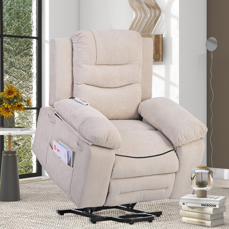 Fauteuil inclinable de massage, fauteuil releveur électrique pour personnes âgées avec fonction de massage et de chauffage réglable, fauteuil inclinable avec position infinie et poche latérale