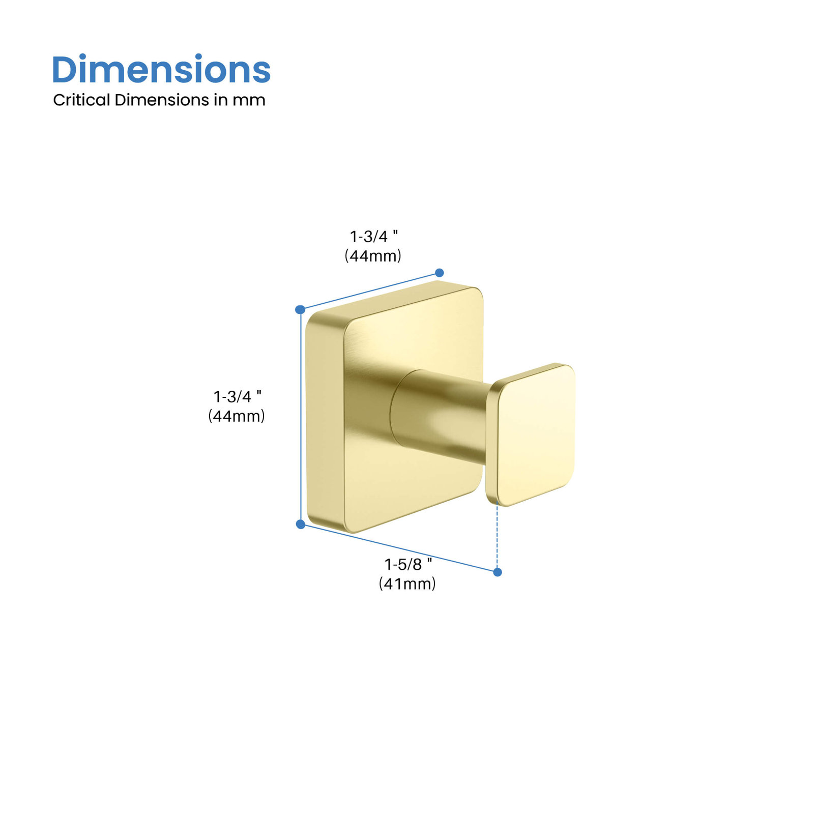 Blaze Single Wall-Mounted Robe Hook, Brushed Gold