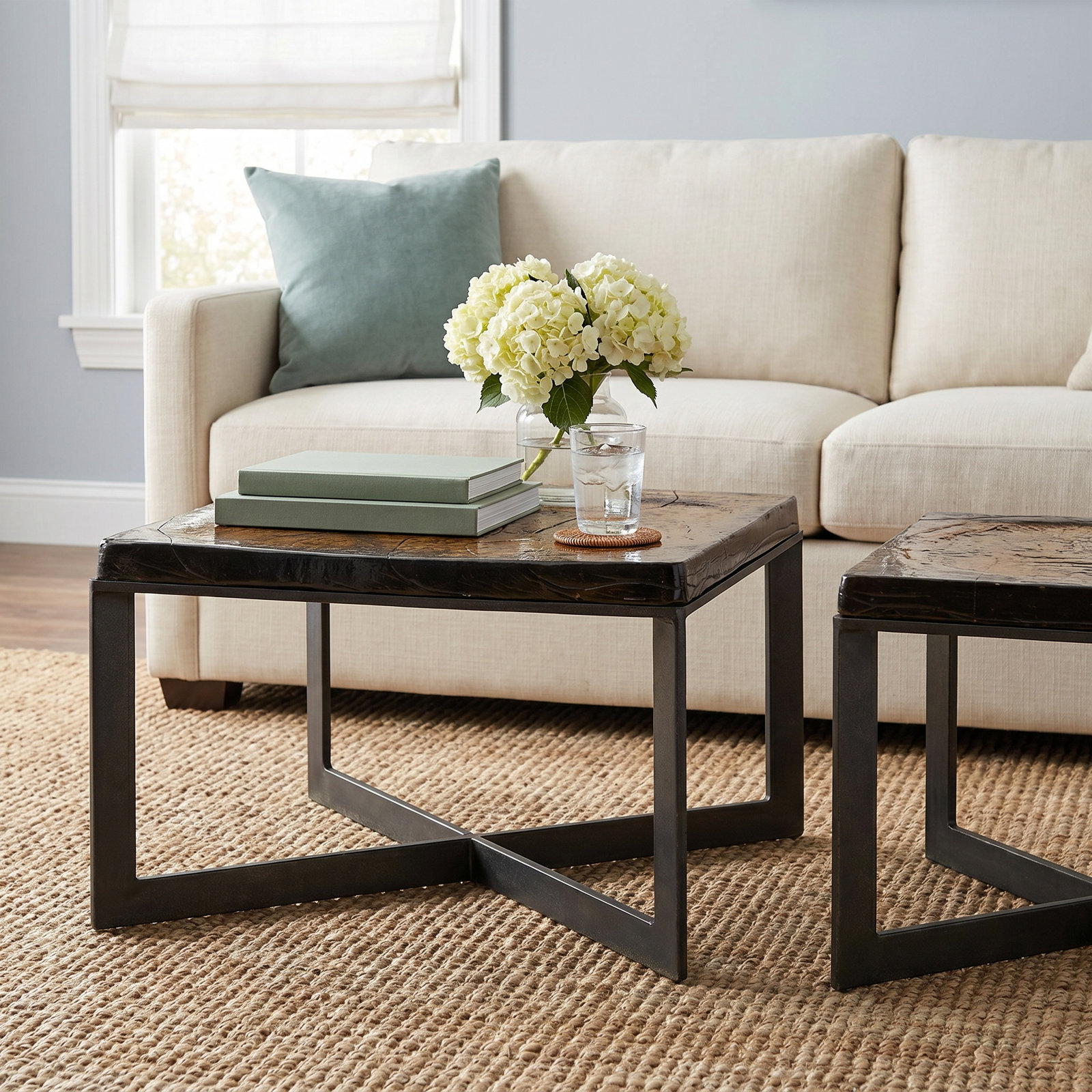 Angier 25" Coffee Table, Amber Cast Glass