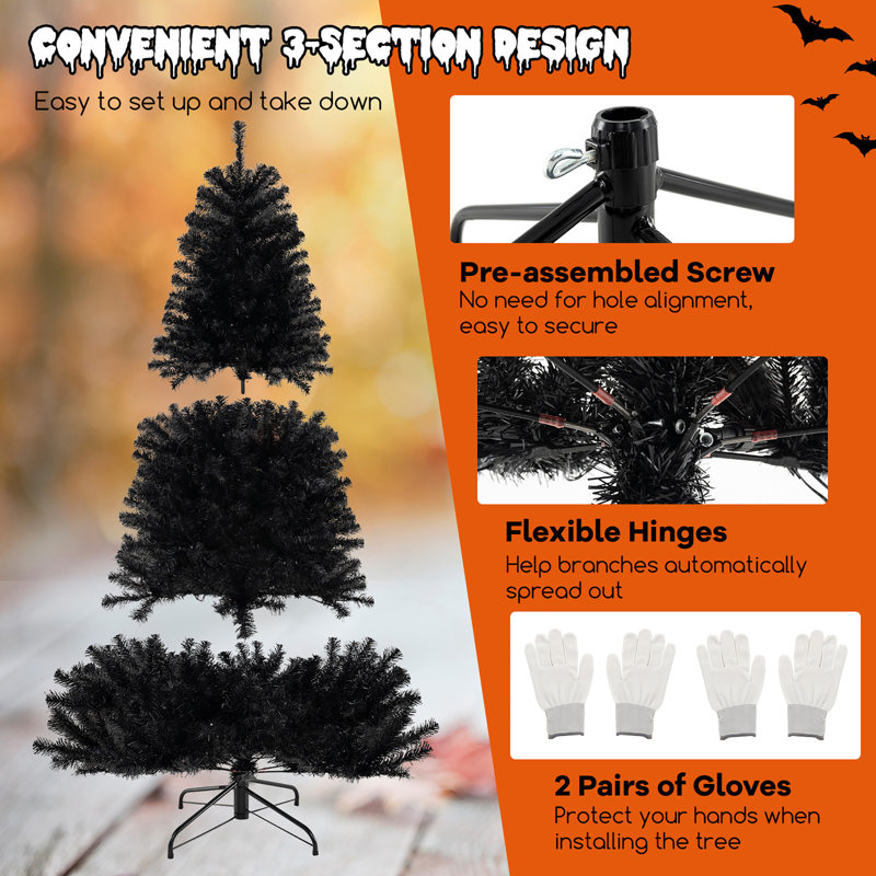 Ebern Designs 8 Halloween Tree Artificial Decoration Tree w/1408 Branch Tips 6 Lighting Modes