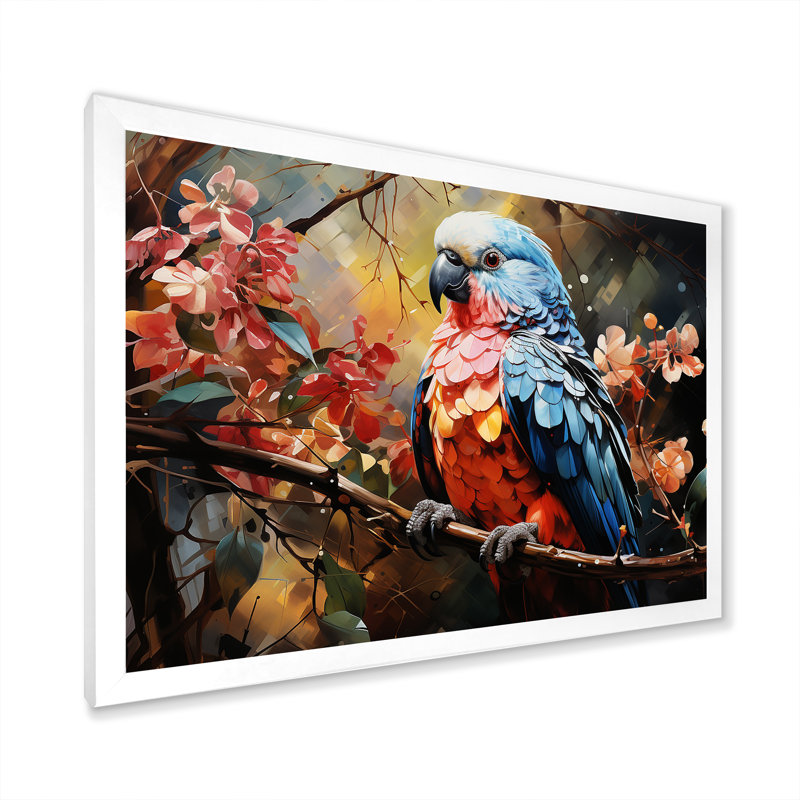 Perroquets, pays des rêves, impression sur toile, H 34 po x l 44 po x P 1,5 po, Cadre photo blanc