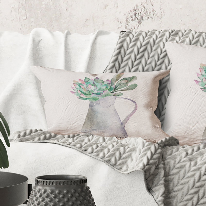 Rectangle, plante grasse maison - coussin décoratif imprimé traditionnel