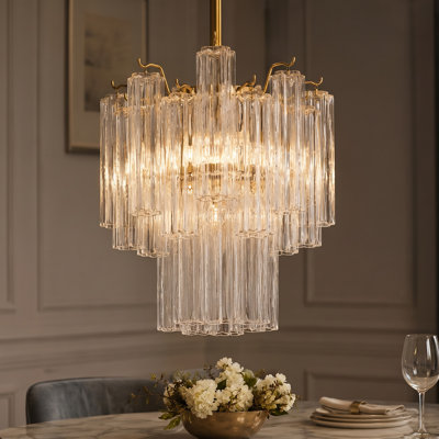 Lustre moderne 12 po / 24 po à gradins dorés pour salle à manger