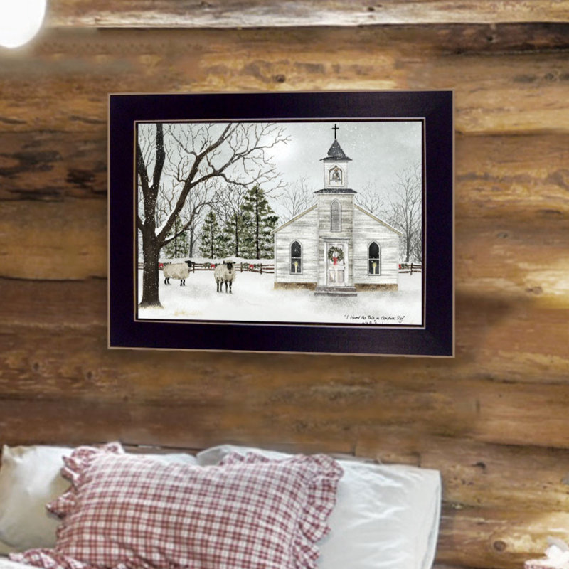 «I Heard The Bells On Christmas» par Billy Jacobs, impression encadrée prête à accrocher, cadre noir, parfaite pour un décor festif