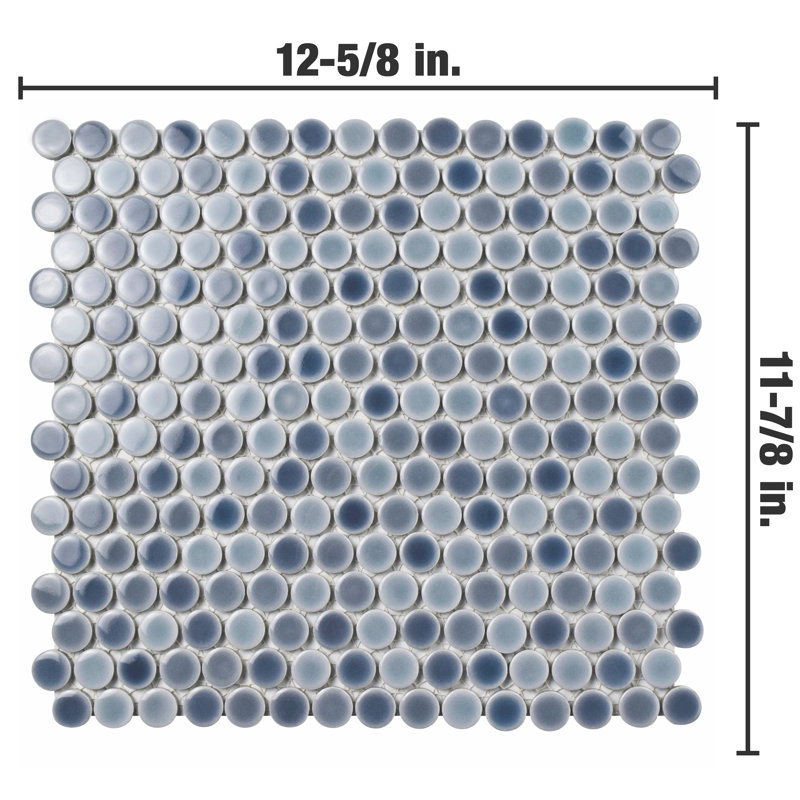 Hudson Penny Round 0.8" x 0.8" Porcelain Penny Round Mosaic Wall & Floor Tile, Gray