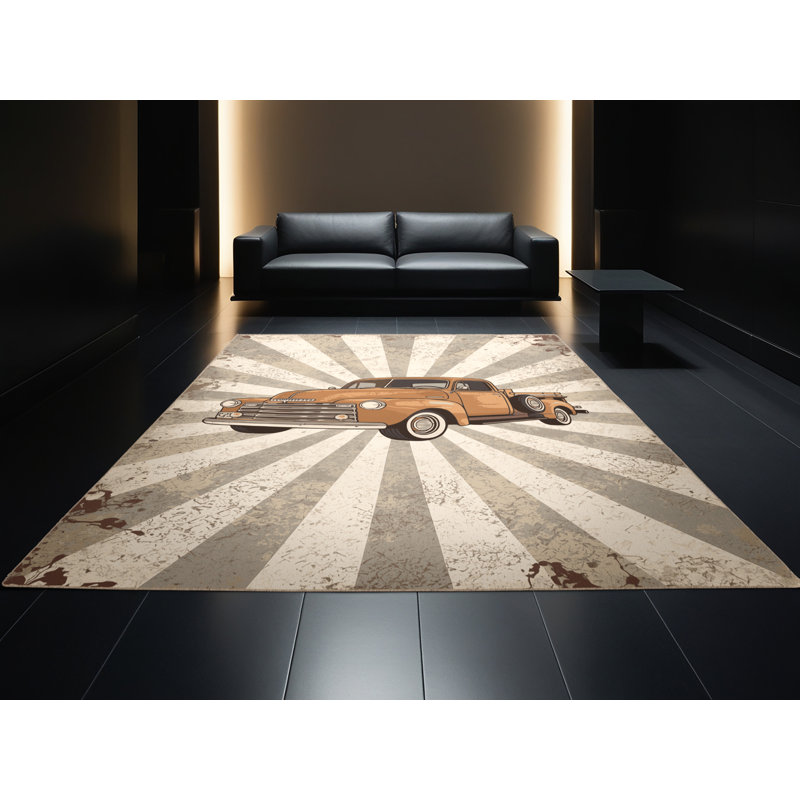 Tapis de style rétro rustique de style camionnette rustique lavable à la machine, 7 x 9