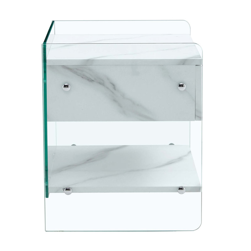 Bedside Table With Drawers, White