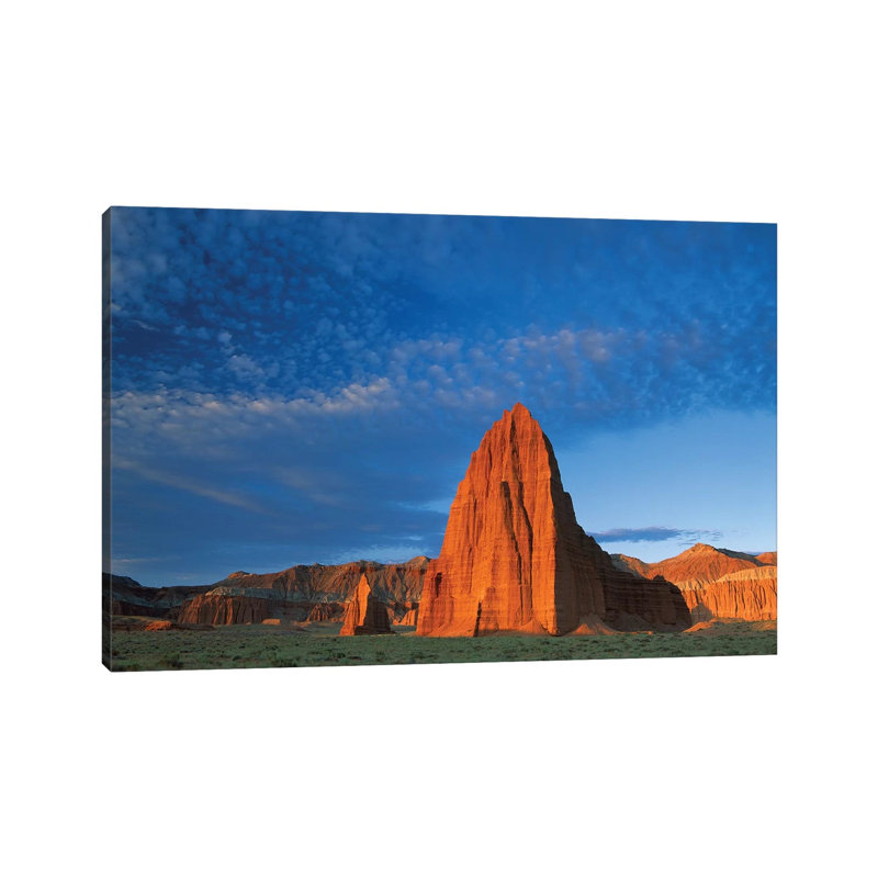 Temples of the Sun and Moon in Cathedral Valley, the Monolith Is Made of Entrada Sandstone, Capitol Reef National Park, Utah 1 Piece Wrapped Canvas Wall Art