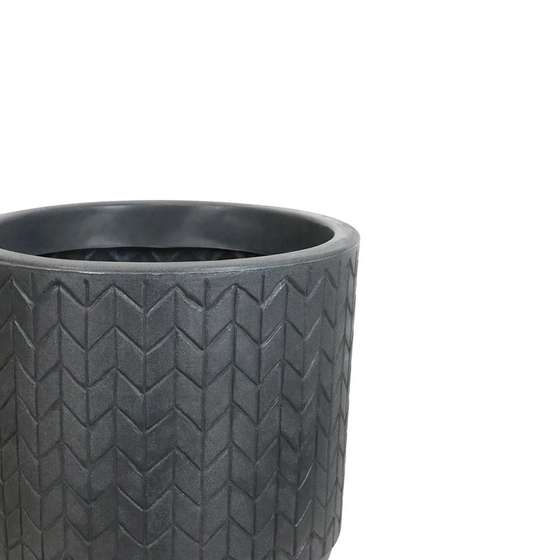 Carly-Jane ECOBO 13.8 inches Eco-Friendly Round Pot Planter, Marajó C Indoor/Outdoor Four Season Use Terracota, Dark Gray
