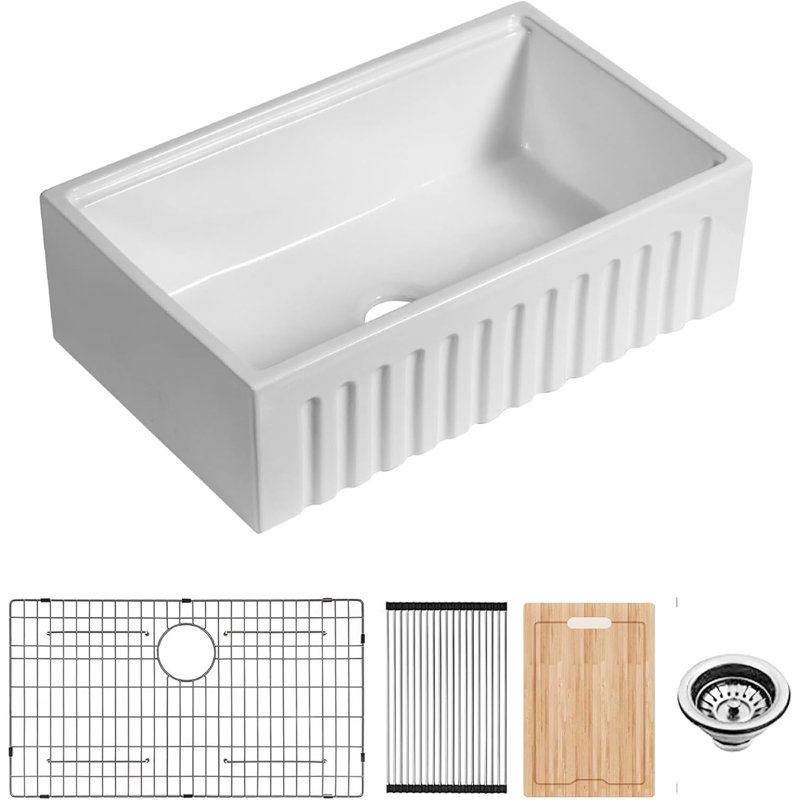 33'' L Single Bowl Ceramic Kitchen Sink