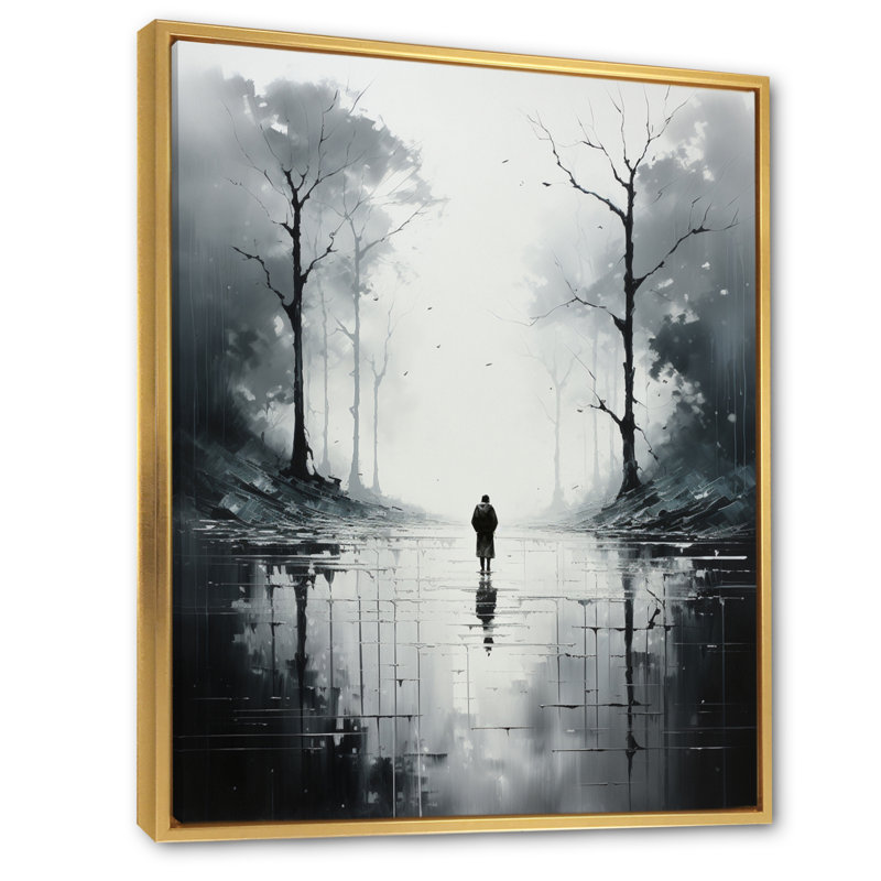 Lavontre côtier minimalisme solitude II, H 44 po x l 34 po x P 1,5 po, Cadre flottant doré