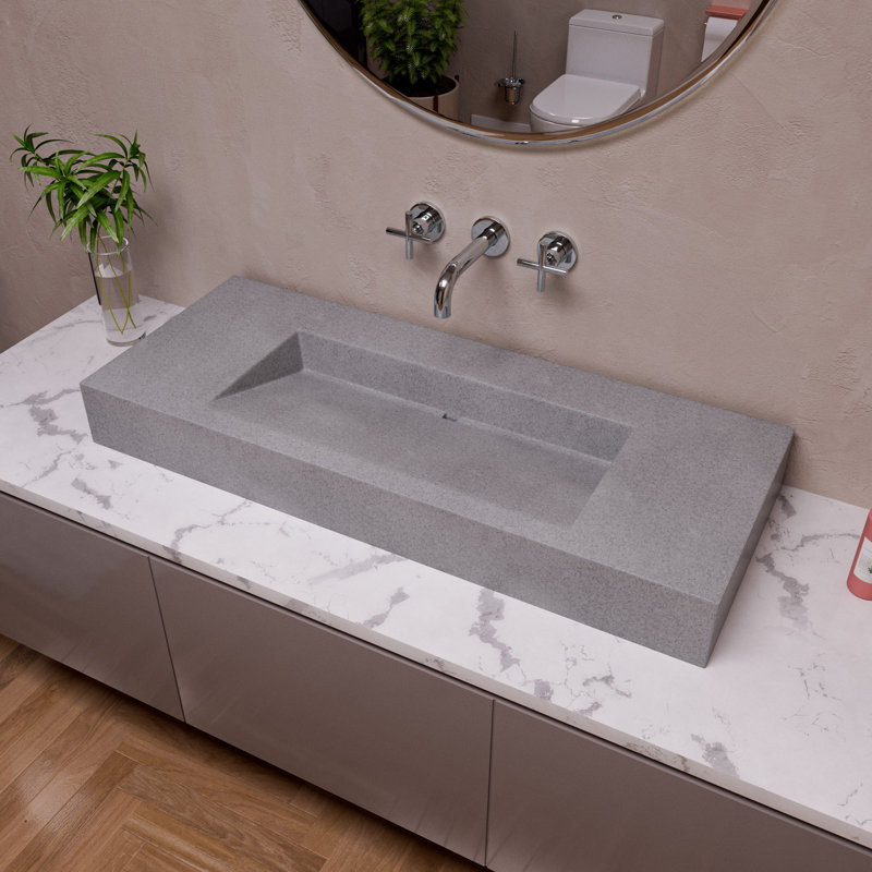 Lavabo de salle de bain vasque rectangulaire en béton 18,9 po Alfi Brand