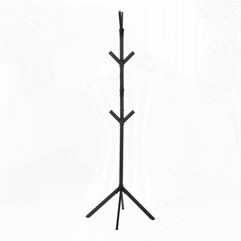 Coat Rack, Hall Tree, Free Standing, 8 Hooks, Black