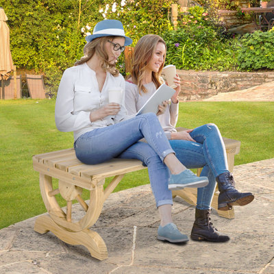 Banc de jardin en bois pour 2 personnes, banc de véranda à roulettes pour jardin arrière, support 550 lb, mobilier de style rustique rustique, naturel