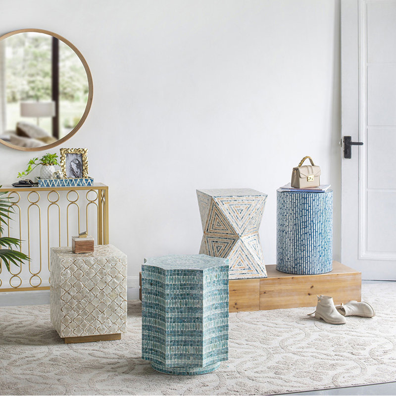 Stool with Capiz Design