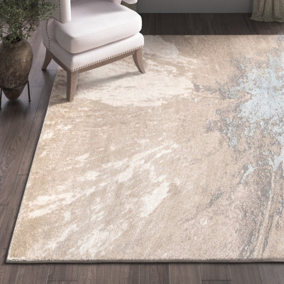 Dequita Contemporary Abstract Beige/Blue Area Rug