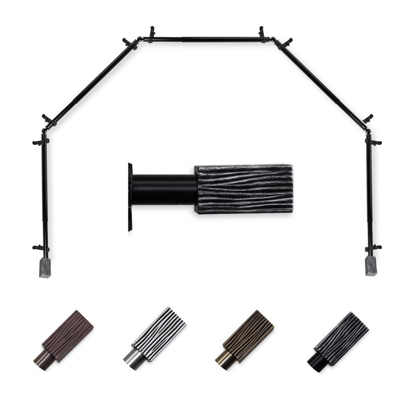 Tringle à rideaux simple réglable 0,81 po Hegel, Noir, 28 po à 48 po (chaque côté)