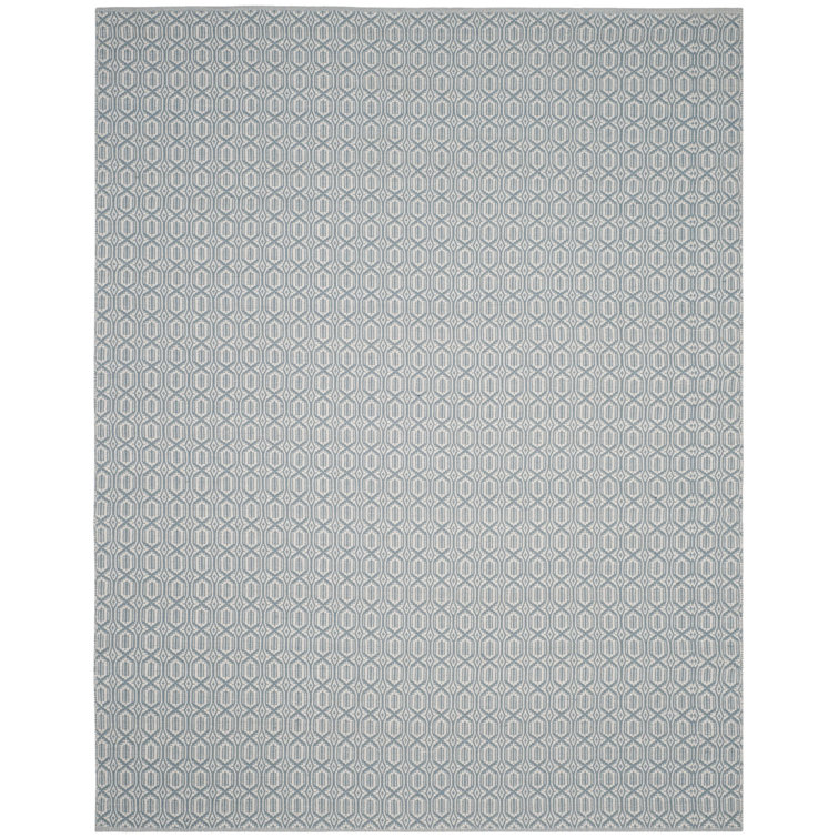 Jodi Geometric Handmade Flatweave Cotton Ivory/Blue Area Rug