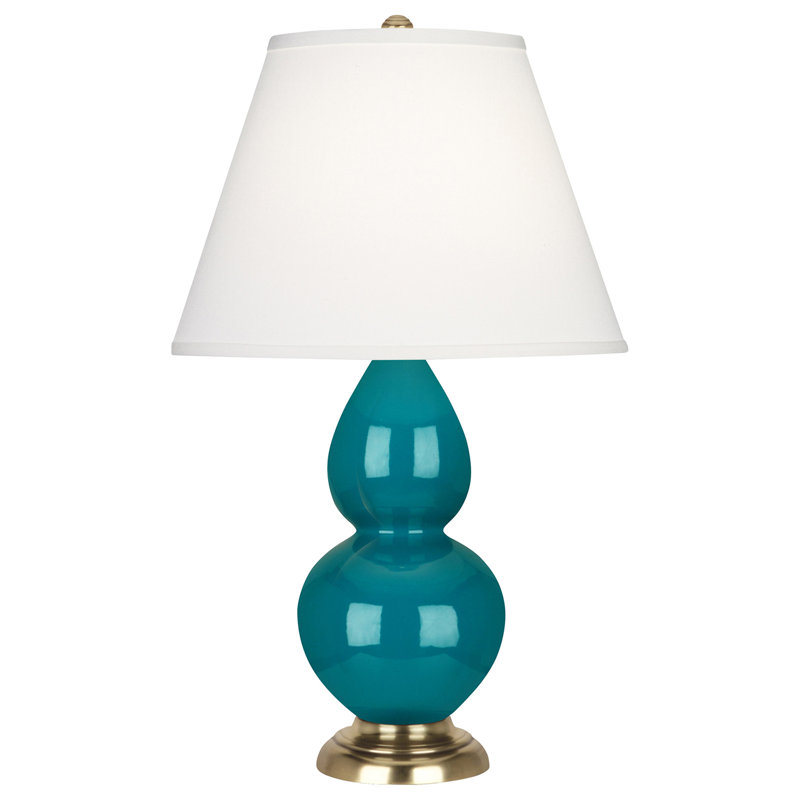 Lampe de table standard 22,75 po, Paon et base laiton