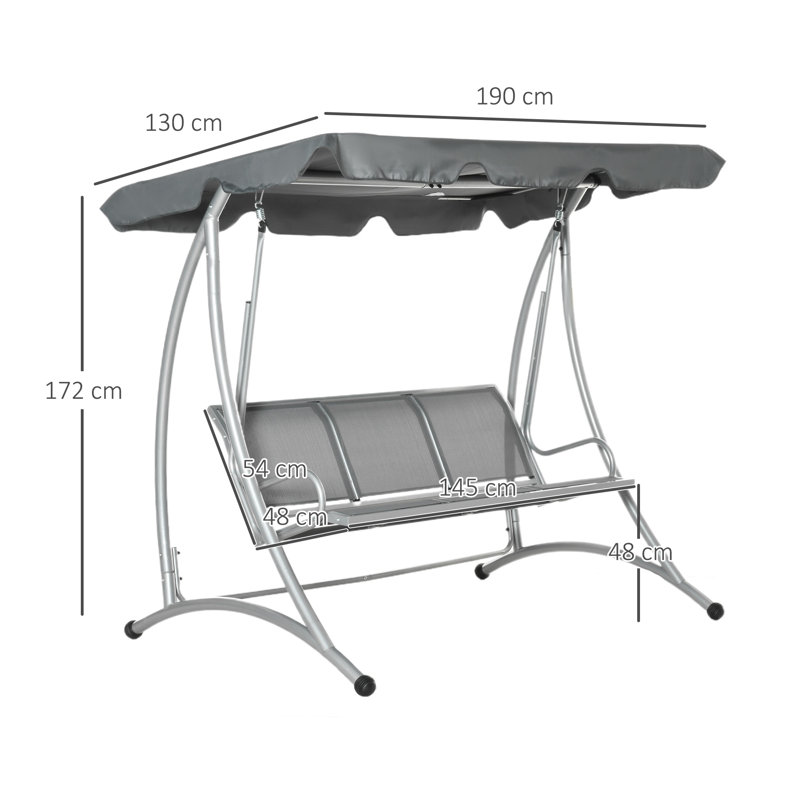 Clara 3 Person Porch Swing with Canopy, Grey