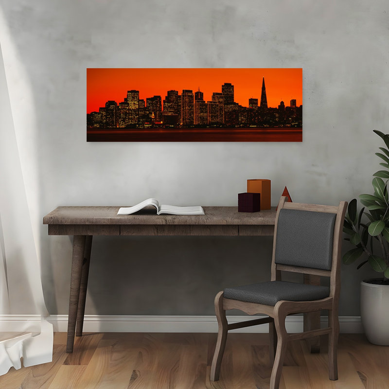 «San Franscisco Ca», art abstrait contemporain, art mural de la ville, H 36 po x l 12 po