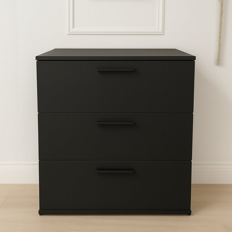 Commode noire à trois tiroirs Morgan