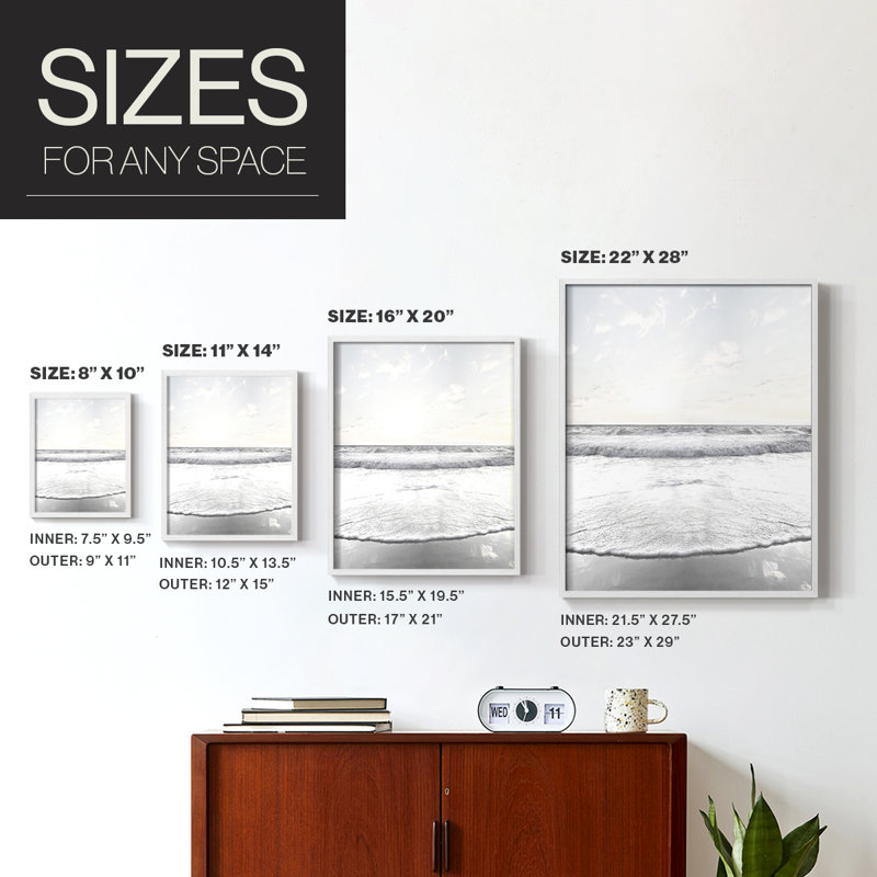 Reproduction encadrée Serene Shore - bois massif, Blanc, H 10 po x l 8 po