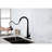 Black Kitchen Faucets With Pull Out , Matte Black, Single Hole Deck Mount, Modern Design, Easy Setup Down Stainless Steel, To Operate-2104231457