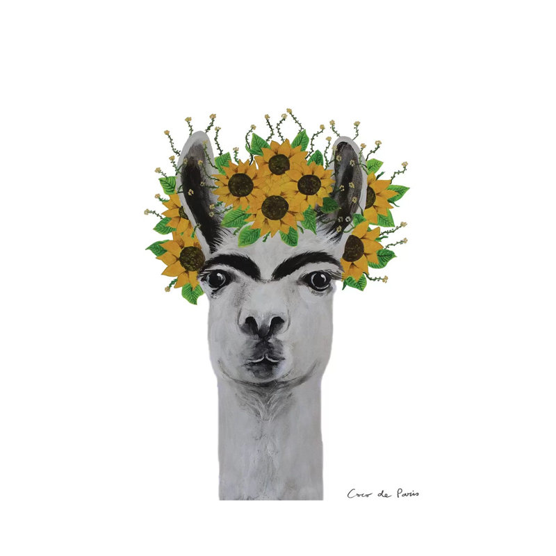 Frida Kahlo Llama par Coco de Paris - reproduction d'art, Toile tendue, Aucun mat, H 26 po x l 18 po x 1,5 po