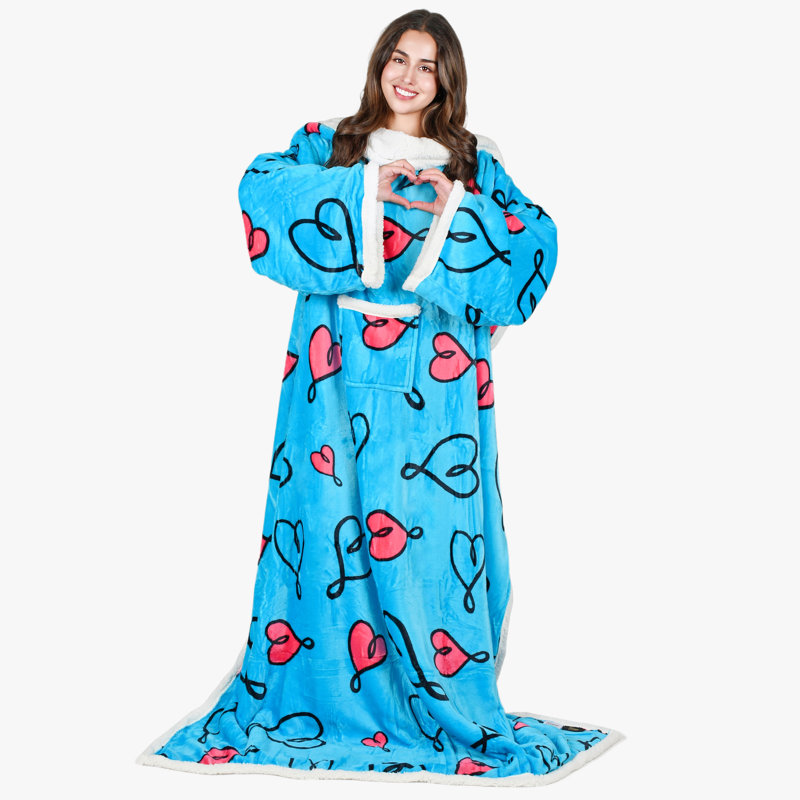 Couverture en sherpa Tirrinia, Art sur l'amour, bleu
