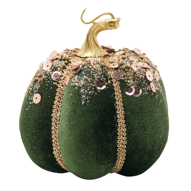 Green Velvet Pumpkin Decoration