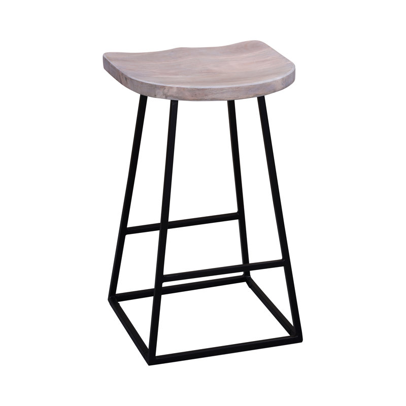 Evis Counter Stool with Metal Frame, Counter Stool (24" Seat Height), Ivory