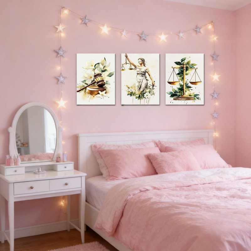 «White Lady Justice», peinture murale sur toile, ensemble de 3 affiches botaniques florales, 16 x 24
