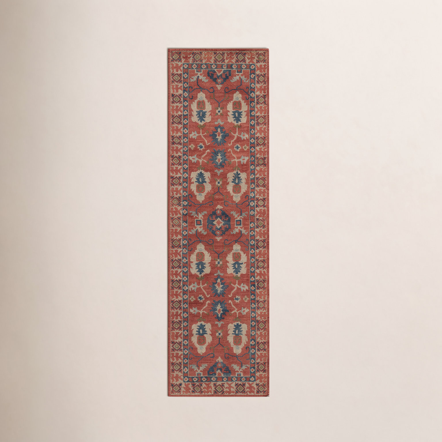Adrien Red Beige Blue Hand-Tufted Wool Rug, Runner 2'3" x 8'