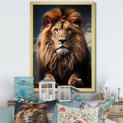 Lion Regal King - Lion, reproduction d'art sur toile encadrée