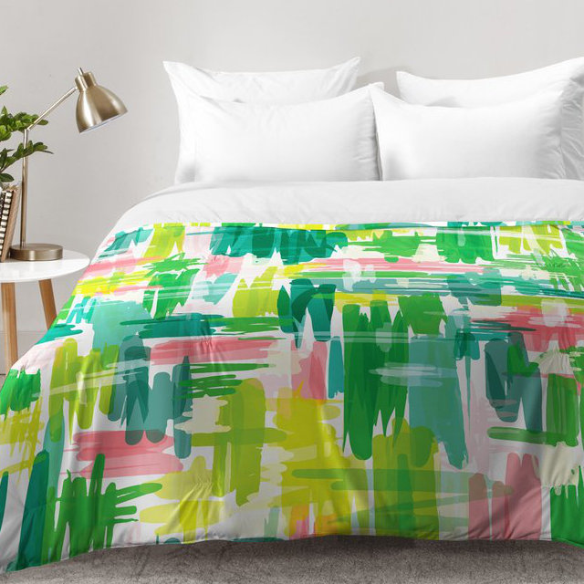 Ensemble d'édredon tropical abstrait, Édredon pour lit simple TG + 1 taie décorative